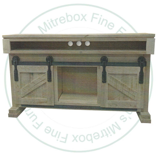 Pine Metro Slim Line Open Center and 2 Wood Doors TV Entertainment Unit