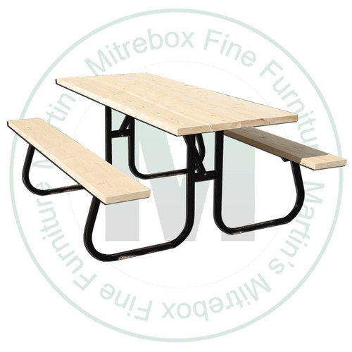 Steel Tube 72'' Wide Spruce Top Picnic Table