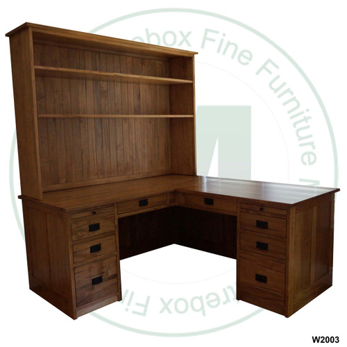 Oak Mission L Shaped Hutch Office Desk