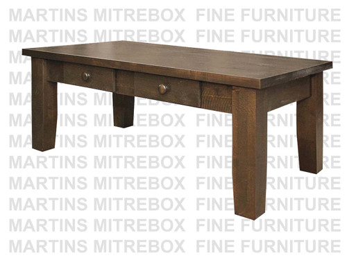 Maple Rough Sawn Coffee Table With 2 Drawers 23''D x 47''W x 19''H