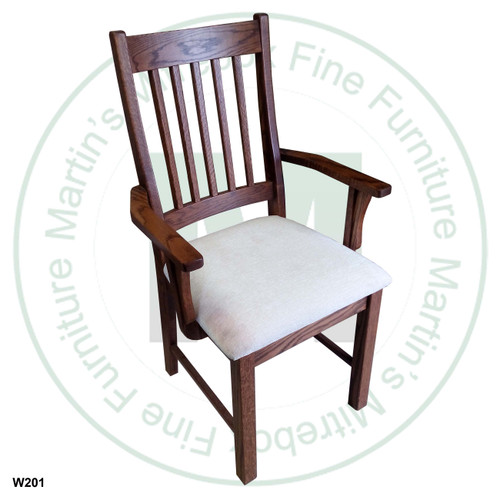 Oak Mini Mission Arm Chair With Upholstered Seat
