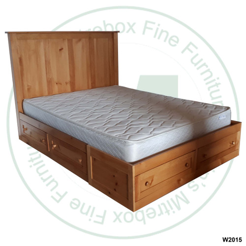 Oak Queen Cottage 6 Panel Drawer Condo Bed