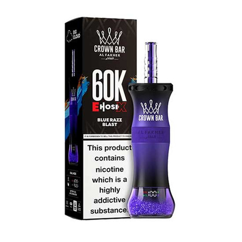 Blue Razz Blast Flavored Al Fakher Crown Bar E-Hose X Disposable - 60K Puffs | The Smoke Plug