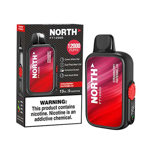 North FT12000 12K Puff Disposable Vape Device - Strawberry Watermelon flavor, vape and retail box
