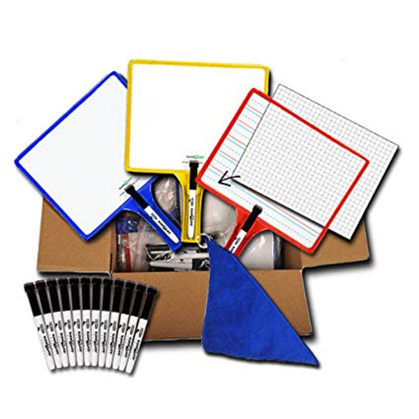 Class Set of 24 Customizable Whiteboards with Dry Erase Sleeves