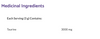 Bioclinic Naturals L-Taurine Poeder Ingredients