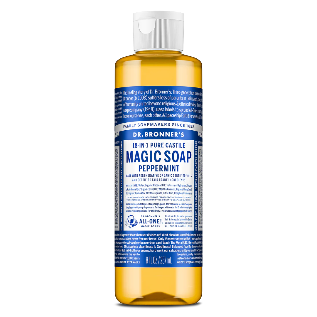 Dr Bronner's Peppermint Pure Castile Soap 8 Oz