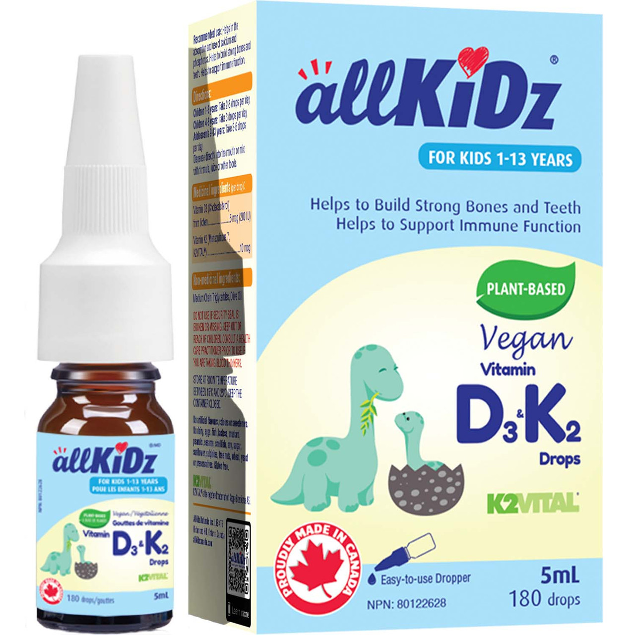 Allkidz Vegan Vitamin D3 K2 Drops 5 ml | Buy In Canada