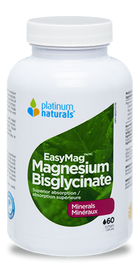 Platinum Naturals EasyMag Magnesium Bisglycinate 60 Softgels (Old Look)