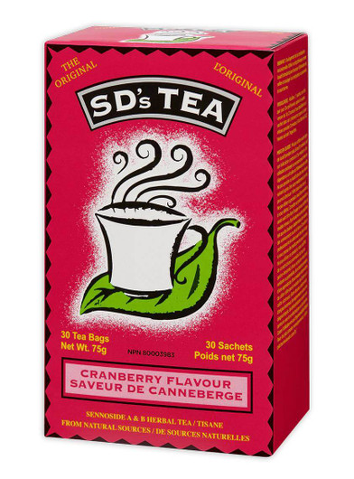 SDs Tea Cranberry Twist 30 Teabags By Platinum Naturals (New Look)