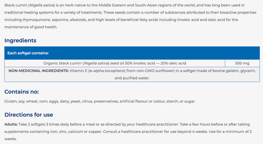 NFH Black Cumin Seed Oil Benefits