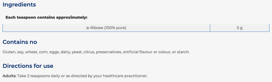 NFH D-Ribose Ingredients
