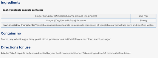 NFH Ginger SAP Ingredients