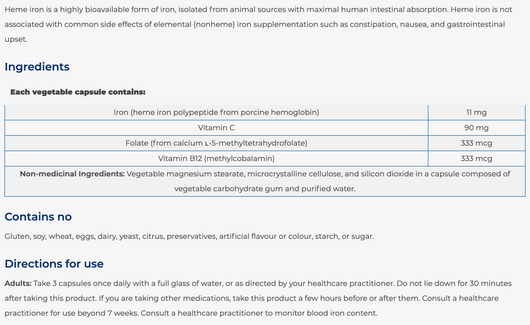NFH Heme Iron Supplement