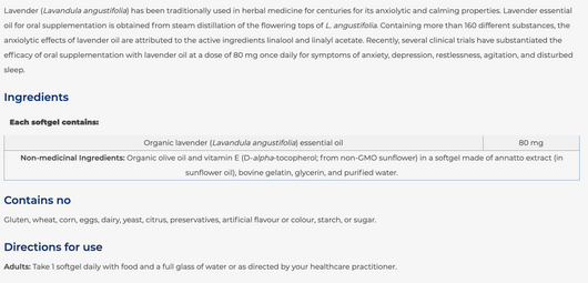 NFH Lavender SAP 60 Softgels
