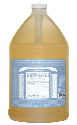 Dr Bronner's Organic Baby Mild Pure Castile Liquid Soap 1 Galon