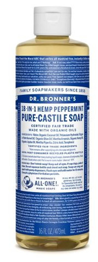 Dr Bronner's Organic Peppermint Pure Castile Liquid Soap 16 Oz 472 ml
