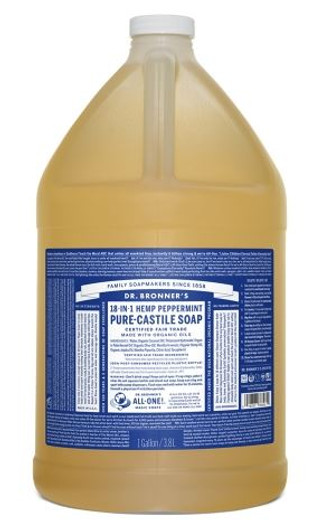 Dr Bronner's Organic Peppermint Pure Castile Liquid Soap 1 Galon (3.78 L)