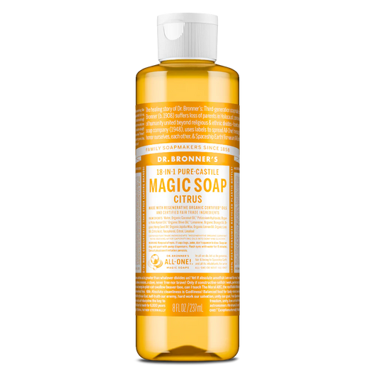 Dr Bronner's Citrus Pure Castile Liquid Soap 8 Oz