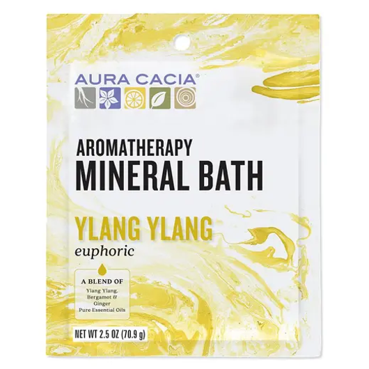 Aura Cacia Ylang Ylang Euphoric Mineral Bath Box of 6X 71 g Packets