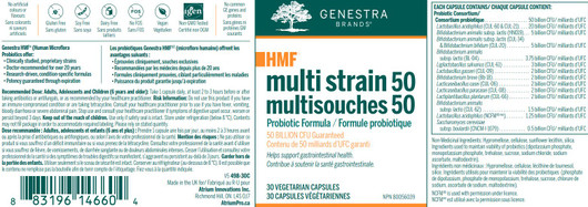 Genestra HMF Multi Strain 50 - 30 Veg Capsules Ingredients