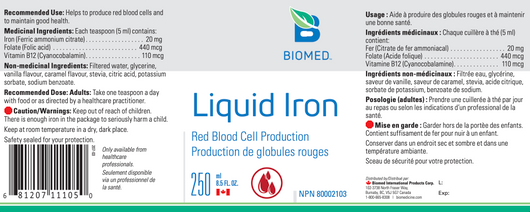 Biomed Liquid Iron Ingredients