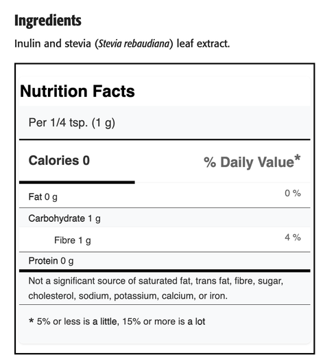 New Roots Stevia Sugar Ingredients