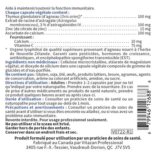 Vitazan ThymoPress Ingredients ( French)