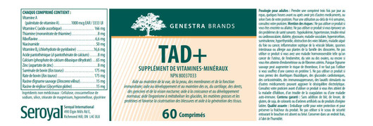 Genestra TAD Plus Adrenal Forte 60 Tablets Ingredients fr
