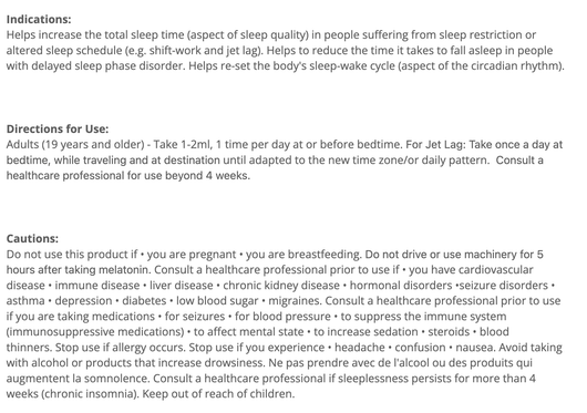 CytoMatrix melatonin liquid  Suggested Use