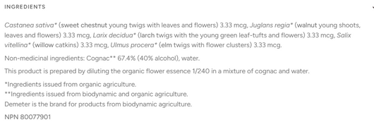 Biofloral C4 Courage & hope ingredients