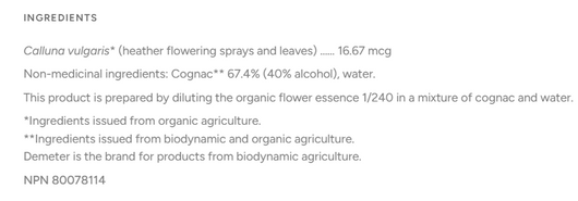 Biofloral No. 14 Heather ingredients