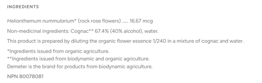 Biofloral Rock Rose ingredients