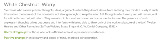 Biofloral No. 35 White Chestnut suggested use