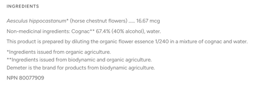 Biofloral No. 35 White Chestnut ingredients