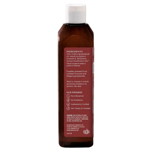 Aura Cacia Grapeseed Pure Skin Care Oil 473 ml -label