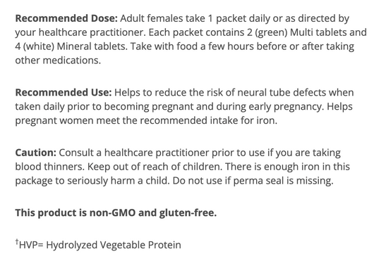 Metagenics Fem Prenatal Suggested Use