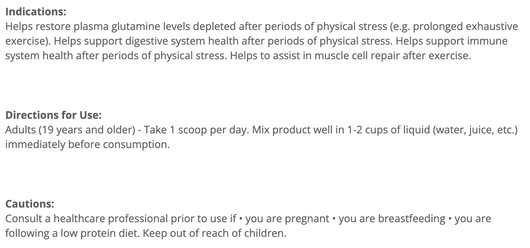 Cyto Matrix Glutamine Powder Suggested Use