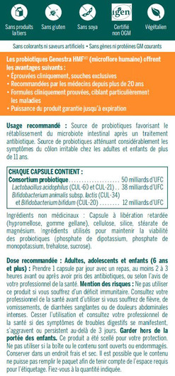 Genestra HMF Intensive 50 - 30 Veg Capsules- Ingredients French