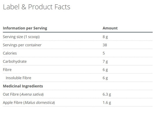 Metagenics MetaFiber 304 grams (10.72 oz) Nutrition facts & Ingredients