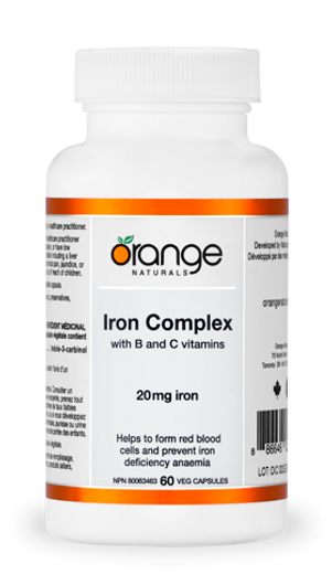 Orange Naturals Iron Complex 20 mg 60 Veg Capsules