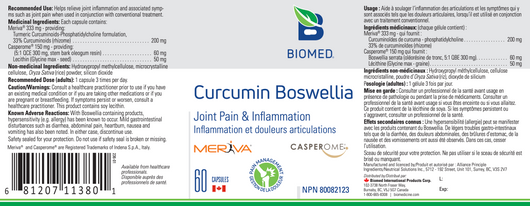 Biomed Curcumin Boswellia Ingredients