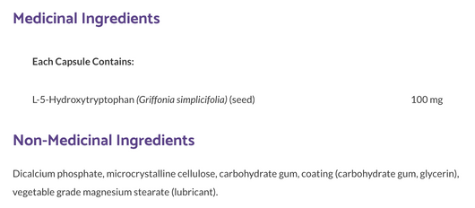Bioclinic Naturals 5-HTP Ingredients