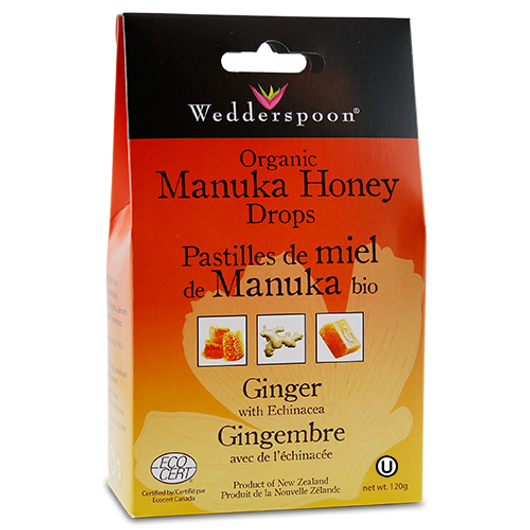 Wedderspoon Organic Manuka Honey Drops With Ginger 120 g