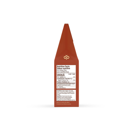 Wedderspoon Organic Manuka Honey Drops With Ginger & Echinacea Ingredients