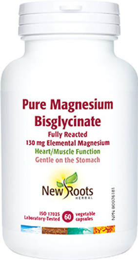 New Roots Pure Magnesium Bisglycinate 130 mg 60 Capsules