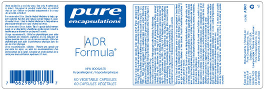 Pure Encapsulations ADR Formula 60 Veg Capsules Label