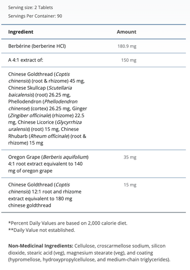 Metagenics Candibactin BR Ingredients