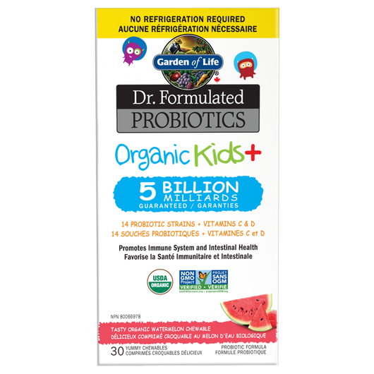 Garden of Life Probiotics Organic Kids+ Chewables 30 Tablets shelf Stable