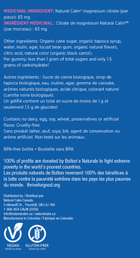 Natural Calm Magnesium Gummies Raspberry lemon flavoured-Ingredients